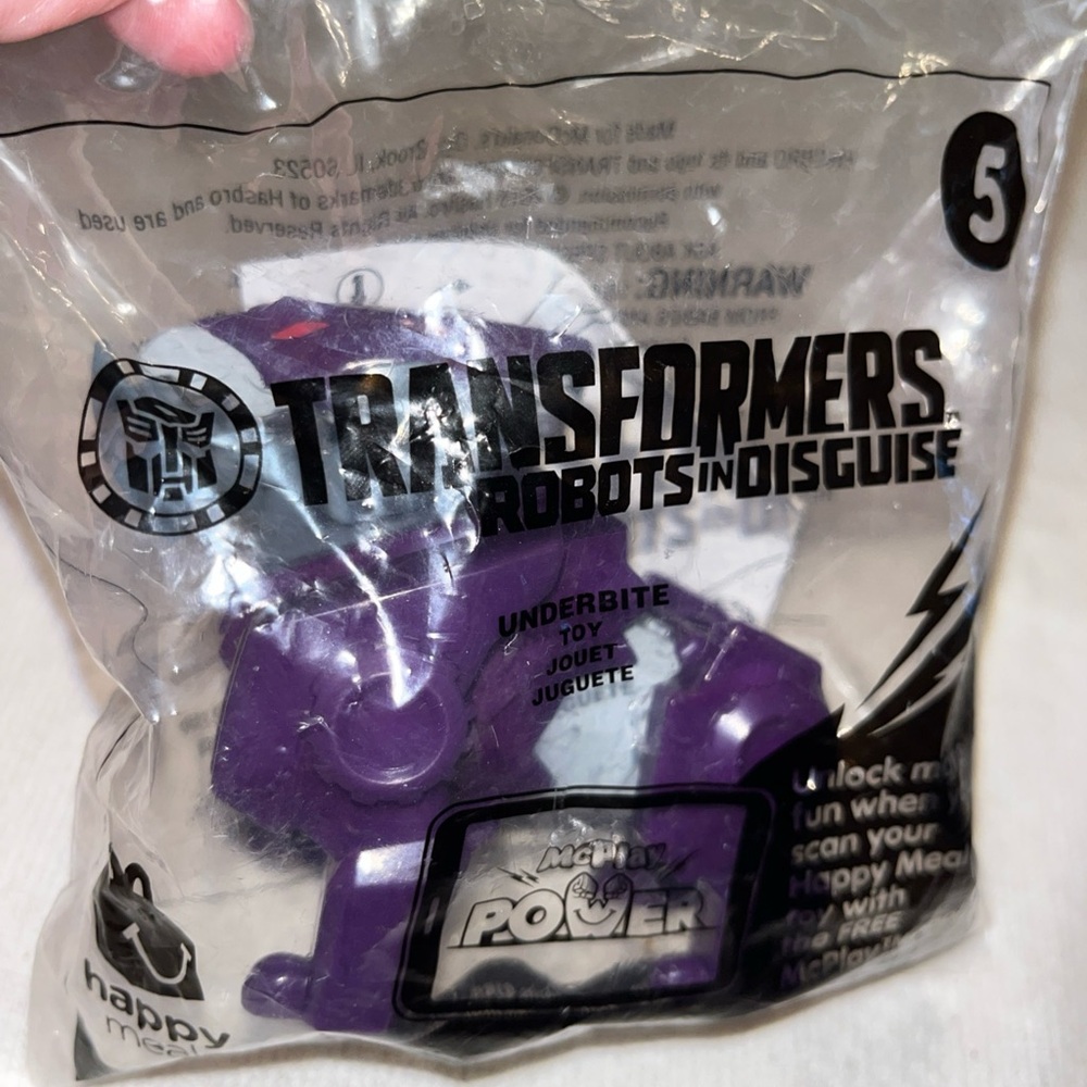 NEW sealed bag McDonalds Hasbro 2015 Transformers Underbite dog robot toy figure